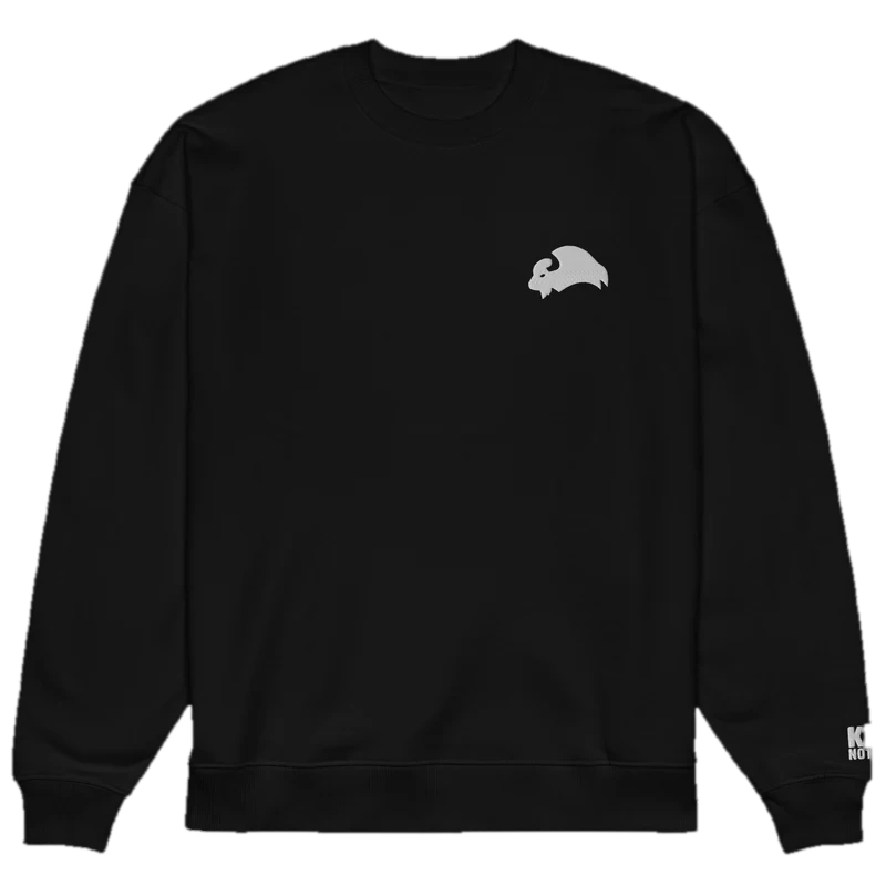 Embroidered Bison - Crewneck Sweatshirt, black, front view