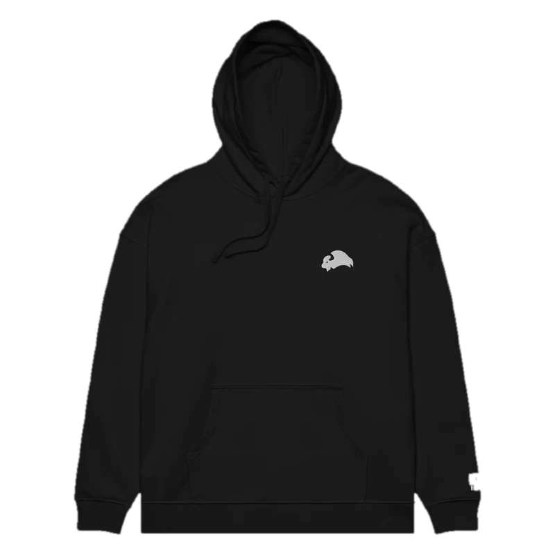 Embroidered Bison - Hoodie, black, front view