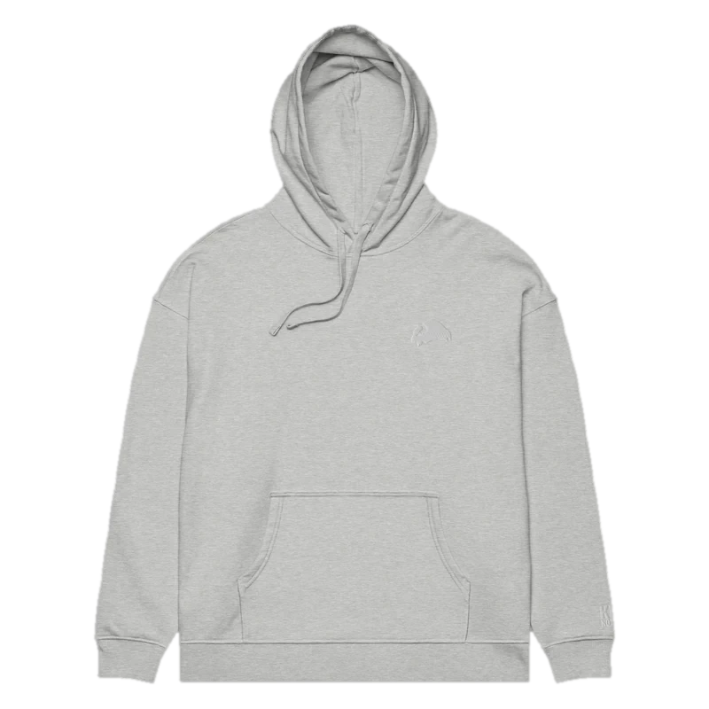 Embroidered Bison - Hoodie, heather grey, front view