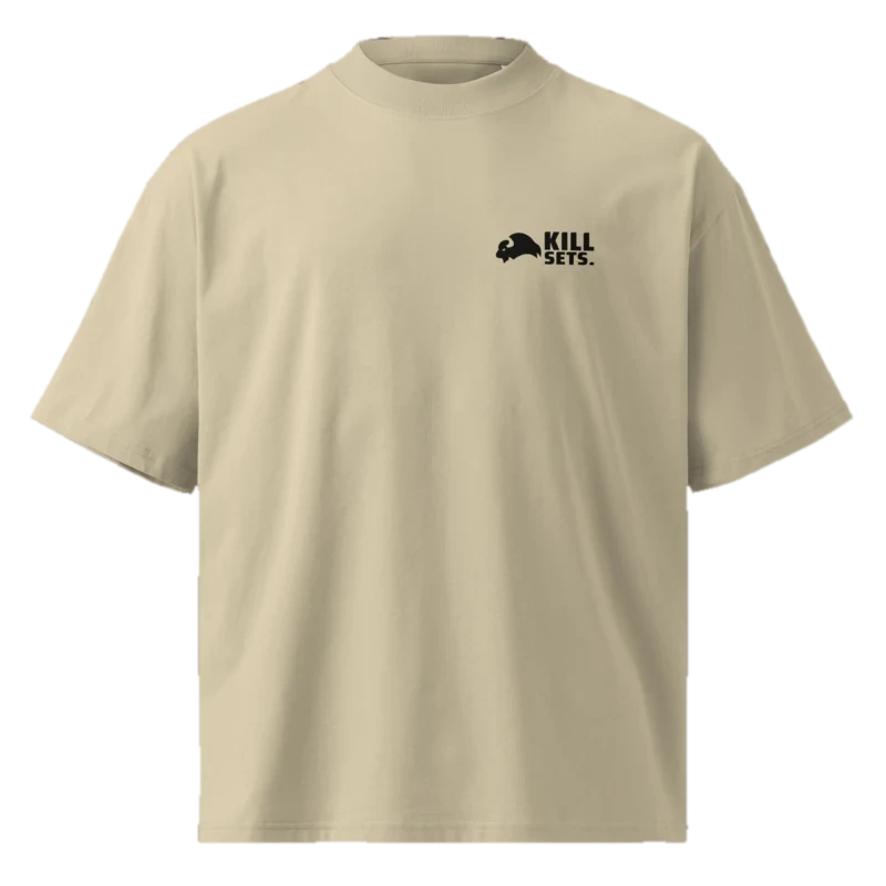 Kill Sets. Not Animals. - Oversized Tee, stone, front view