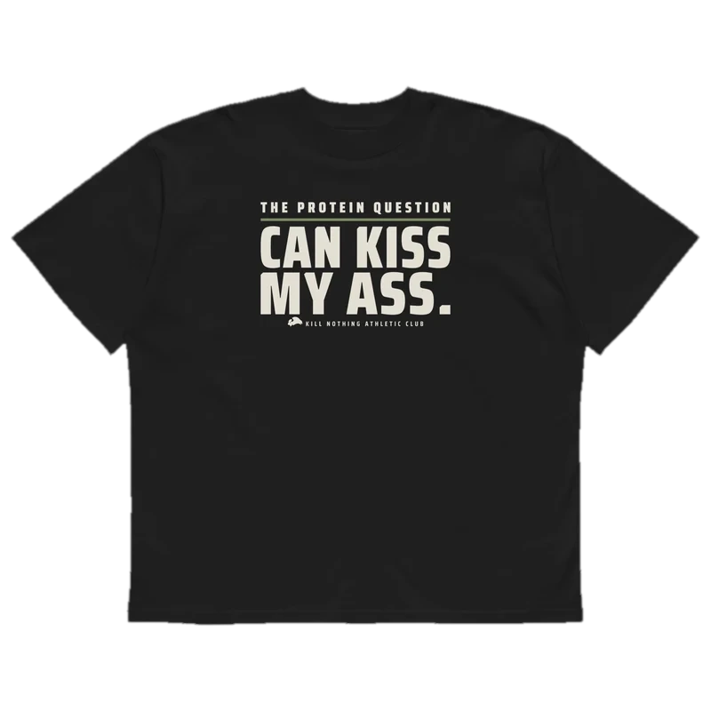 The Protein Question - Oversized Tee, black, front view