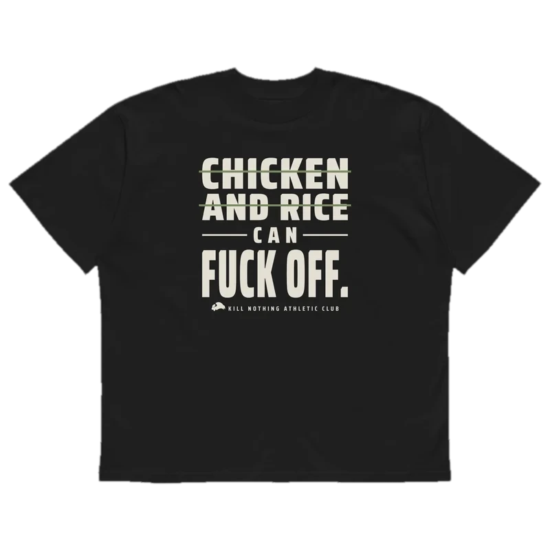 Chicken and Rice - Oversized Tee, black, front view