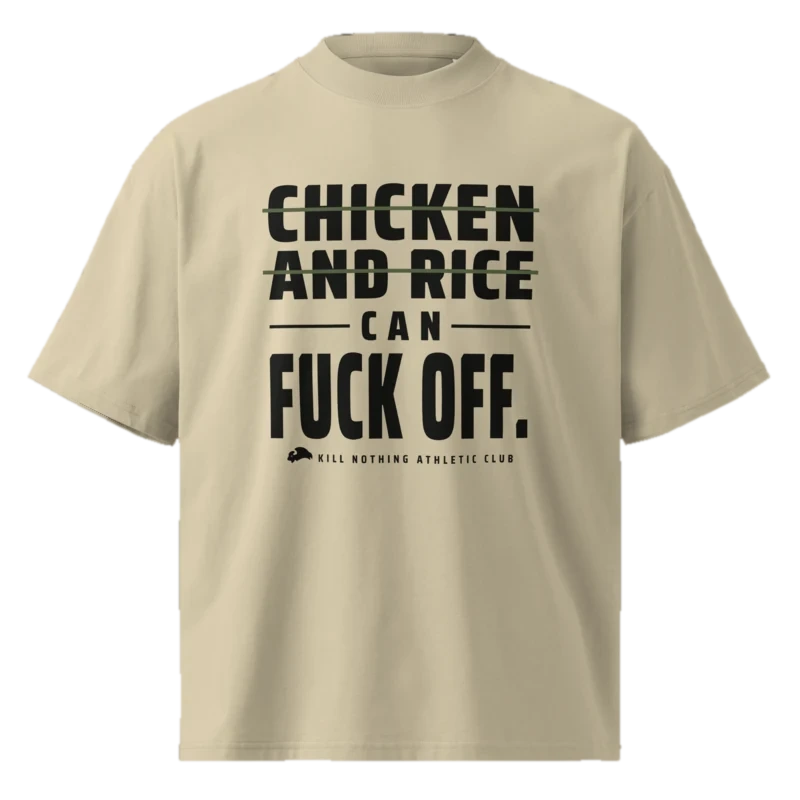 Chicken and Rice - Oversized Tee, stone, front view