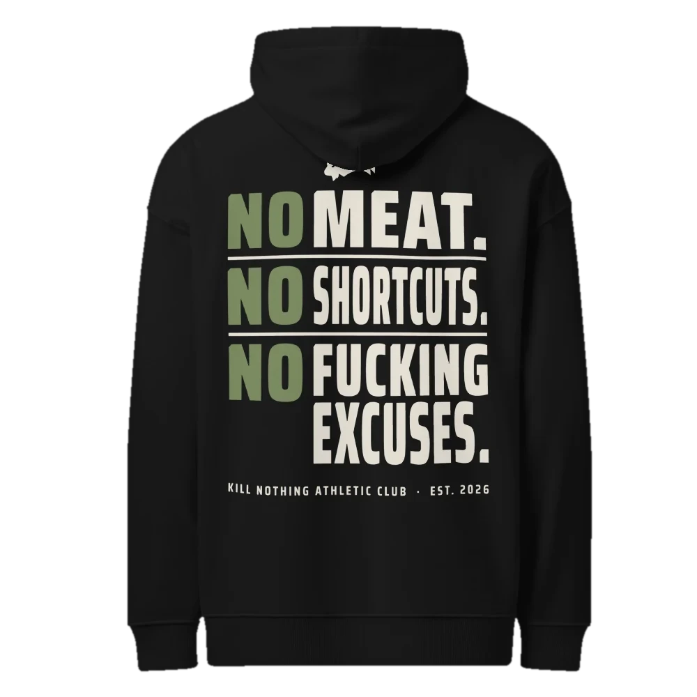 No Meat. No Shortcuts. - Hoodie, black, back view